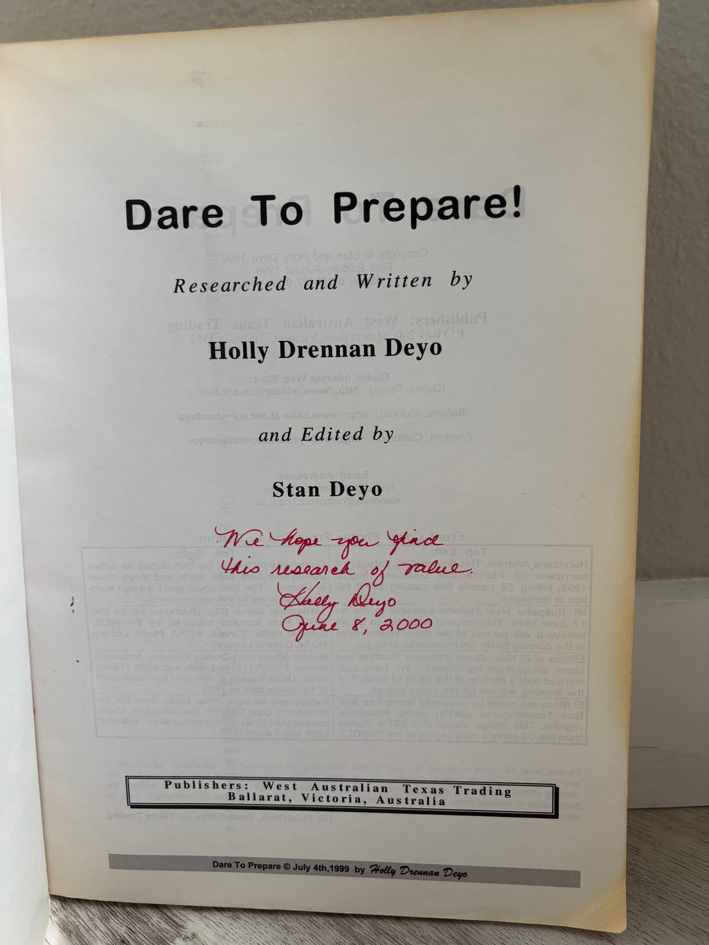 ✍️ Dare to Prepare! by Holly Drennan Deyo - SIGNED